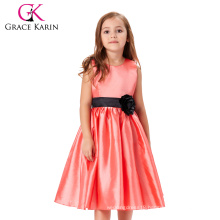 Grace Karin Sleeveless Crew Neck Red Flowers Girl Dress Pattern Party Children Girls Dress CL007554-1